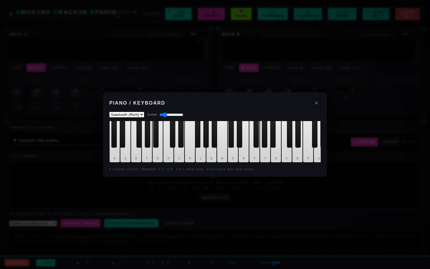 Four-octave piano keyboard panel